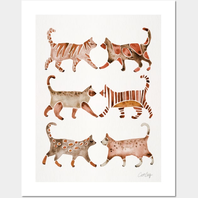 Brown Cat Collection Wall Art by CatCoq